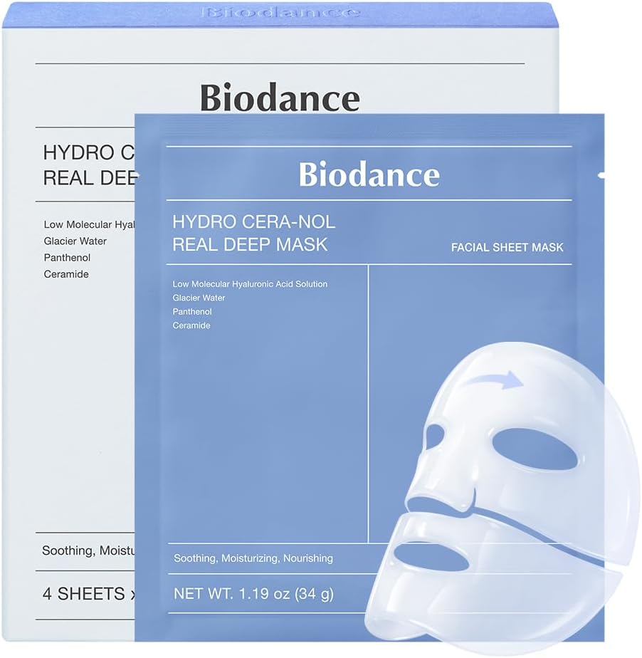 BIODANCE Bio-Collagen Real Deep Mask, Hydrating Overnight Hydrogel Mask, Pore Minimizing, Elasticity, Plumping Improvement, Korean Skincare | 1.19oz(34g) x 4ea