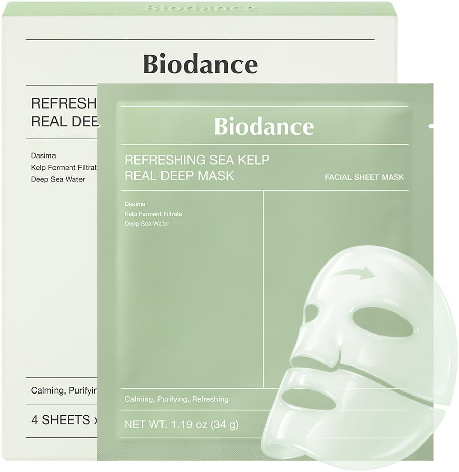 BIODANCE Bio-Collagen Real Deep Mask, Hydrating Overnight Hydrogel Mask, Pore Minimizing, Elasticity, Plumping Improvement, Korean Skincare | 1.19oz(34g) x 4ea