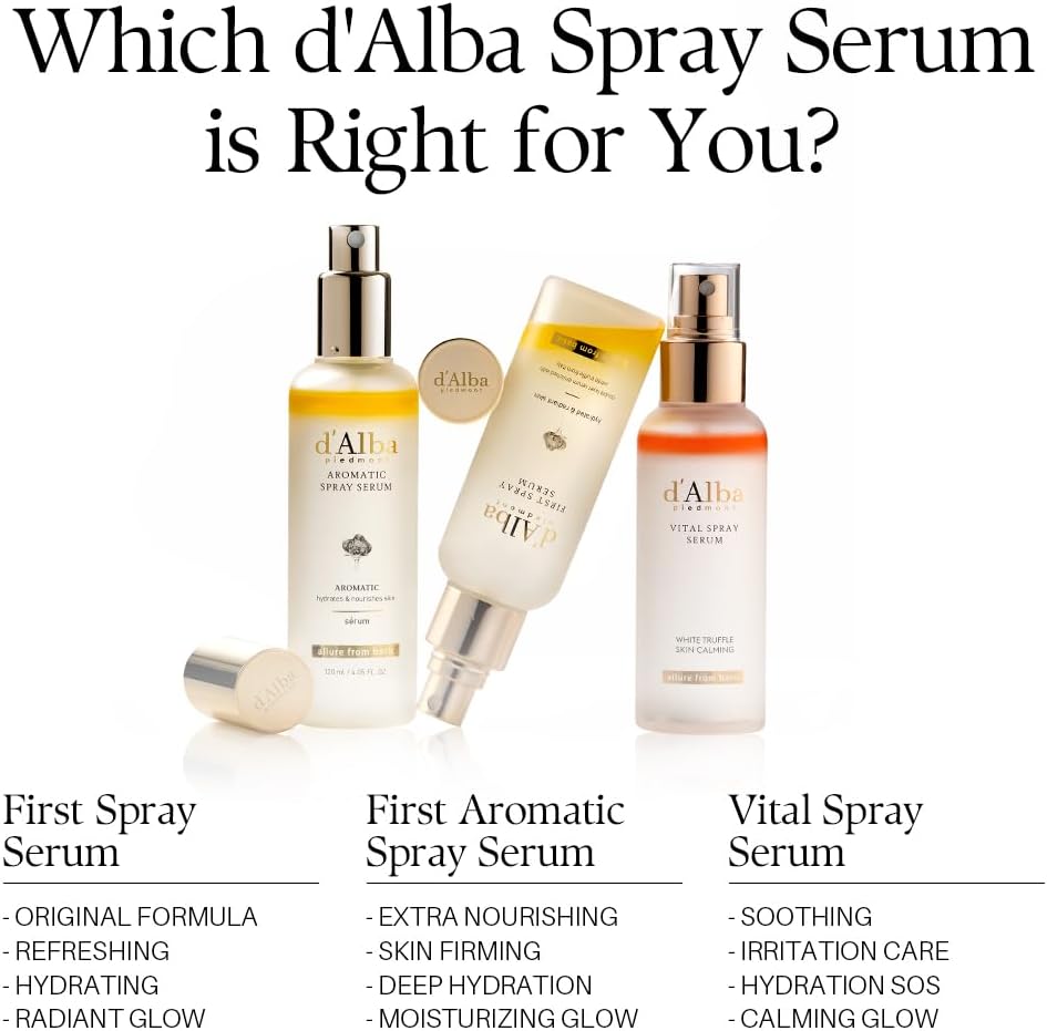 d'Alba Italian White Truffle First Spray Serum, Vegan Skin Care, Hydrating Face Moisturizer, Glow Serum for Radiant Skin, Non Comedogenic, All In One Mist, Korean skincare (50ml)