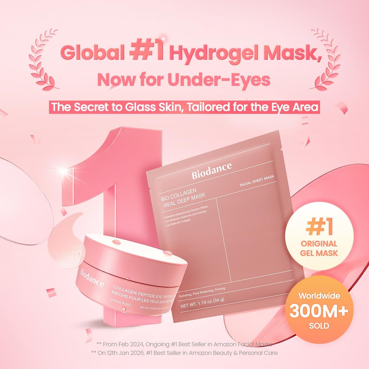BIODANCE Collagen Peptide Eye Patches, Anti Wrinkle & Smile Line Patches for Face, Under Eye Mask for Fine Lines & Eye Bags, Travel Essentials & Self Care Gifts for Women, Korean Skin Care (60 Count) | Under Eye Mask, Patches for Face, Travel Essentials,