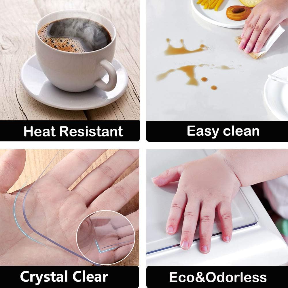 Custom Multisize Frosted PVC Table Cover Protector 1.5mm Thick Rectangular Plastic Table Mat Desk Pad for Office & Computer Desk/Dining Table/Workbench/Coffee Table(Frosted 100 x 180 cm)