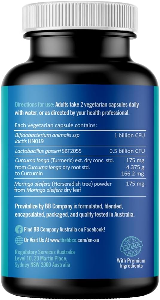BB Company Provitalize | Probiotics for Women, Menopause | Joint Support, Sexy Midsection Curves, Gut Health, Bloat | Turmeric Curcumin Moringa | 60 Ct