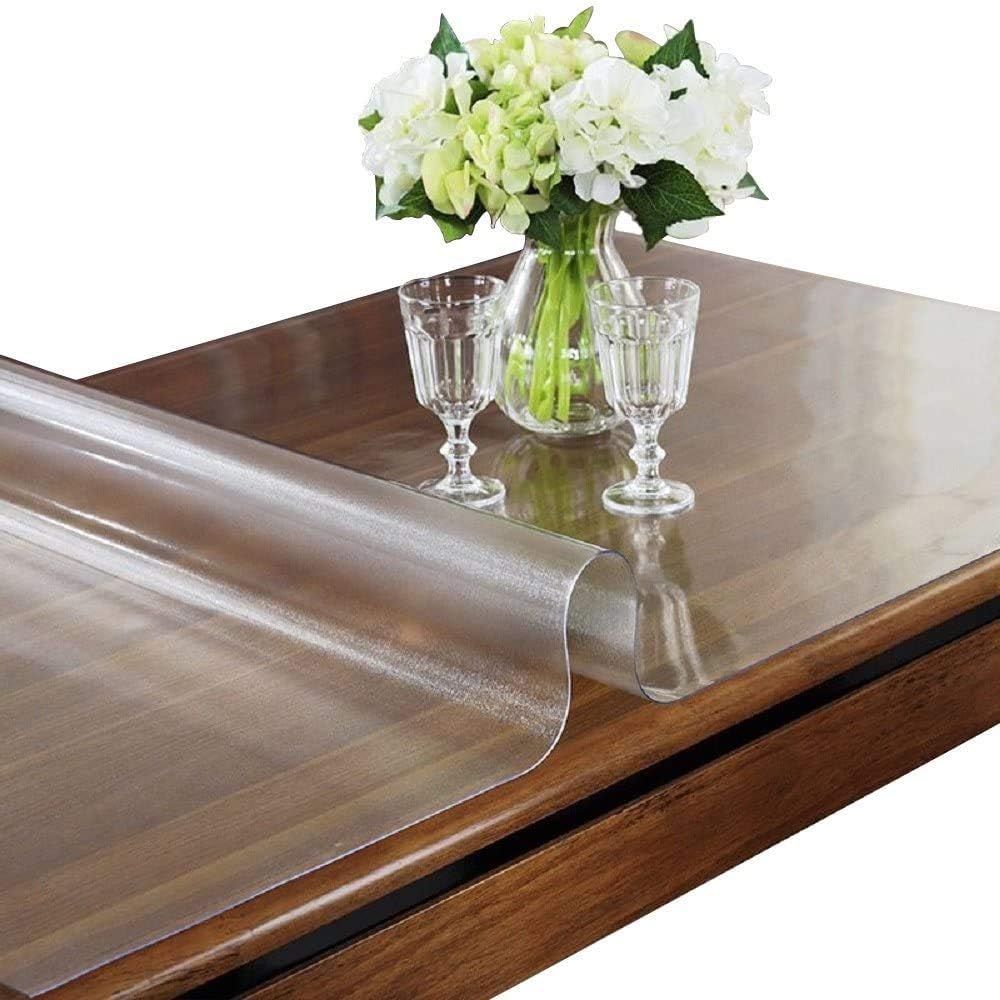 Custom Multisize Frosted PVC Table Cover Protector 1.5mm Thick Rectangular Plastic Table Mat Desk Pad for Office & Computer Desk/Dining Table/Workbench/Coffee Table(Frosted 100 x 180 cm)