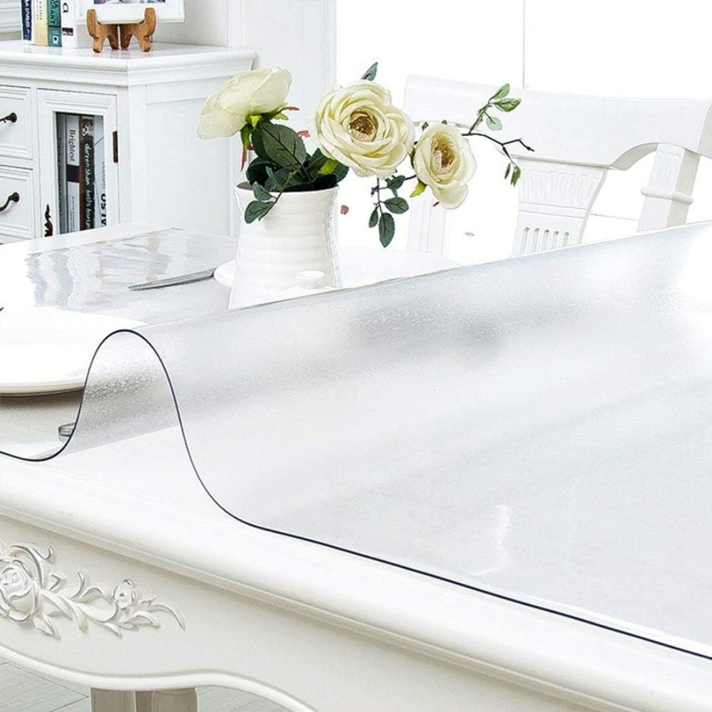 Custom Multisize Frosted PVC Table Cover Protector 1.5mm Thick Rectangular Plastic Table Mat Desk Pad for Office & Computer Desk/Dining Table/Workbench/Coffee Table(Frosted 100 x 180 cm)
