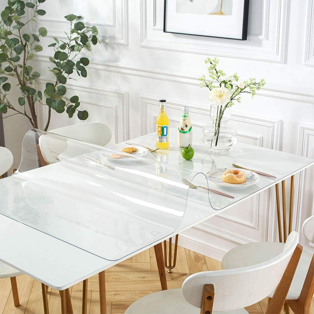 Custom Multisize Frosted PVC Table Cover Protector 1.5mm Thick Rectangular Plastic Table Mat Desk Pad for Office & Computer Desk/Dining Table/Workbench/Coffee Table(Frosted 100 x 180 cm)