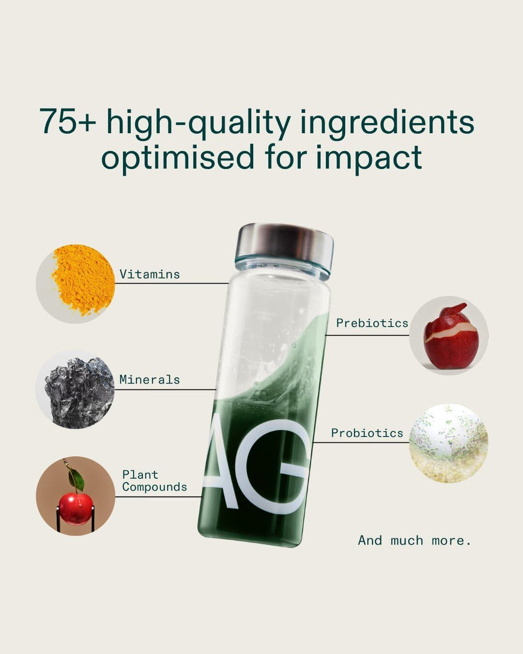 AG1 Daily Greens Powder Superfood Nutrition Drink Travel Packs, 15 x 13g | 75+ ingredients, non-GMO, dairy free, vegan, keto and gluten free, with digestive enzymes, multivitamins and antioxidants