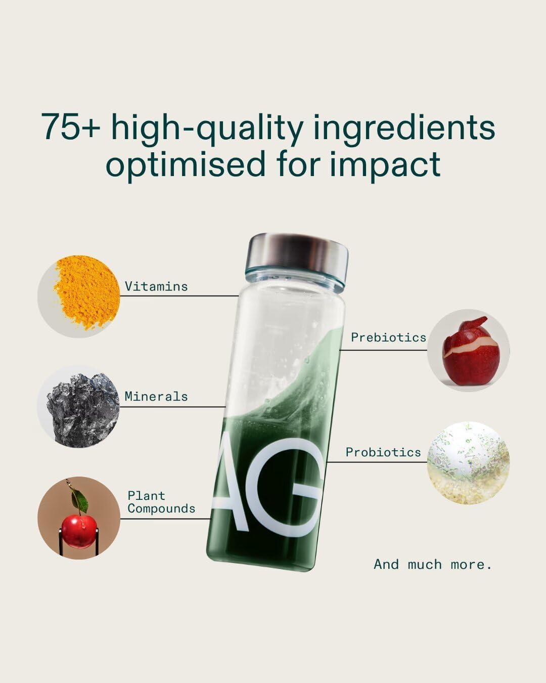 AG1 Daily Greens Powder Superfood Nutrition Drink Travel Packs, 15 x 13g | 75+ ingredients, non-GMO, dairy free, vegan, keto and gluten free, with digestive enzymes, multivitamins and antioxidants