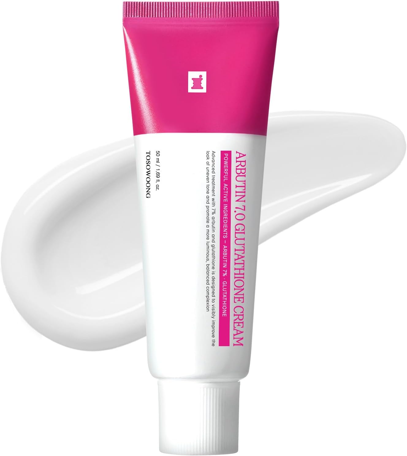 TOSOWOONG Arbutin 7% Glutathione Cream | 70,000ppm Arbutin + 5,001ppm Glutathione, Niacinamide, K-Beauty, 1.69 fl oz