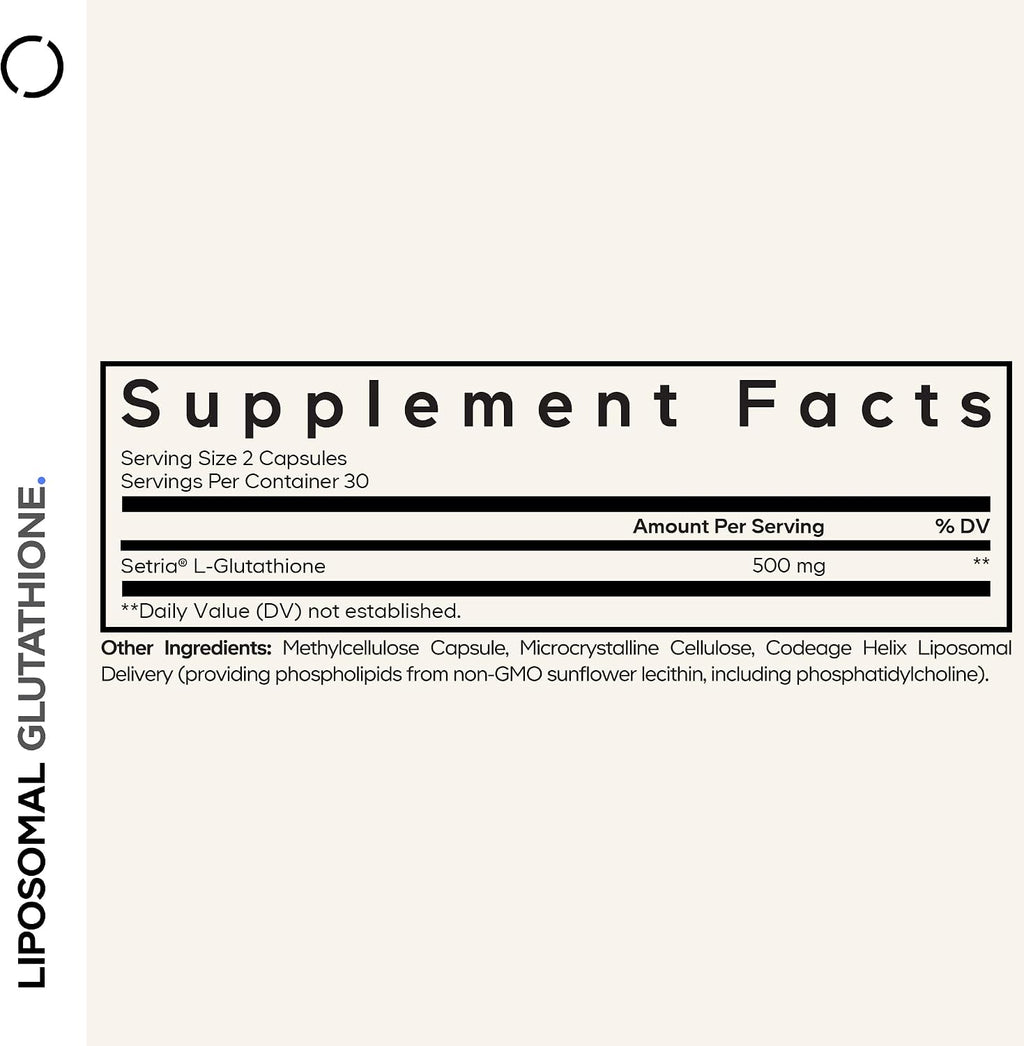 Codeage Liposomal Glutathione Supplement - Pure Reduced Setria L Glutathione Skin - Nano Encapsulated Glutathione Powder Pills - Phospholipids - Antioxidant Complex - Vegan, Non-GMO - 2 Pack