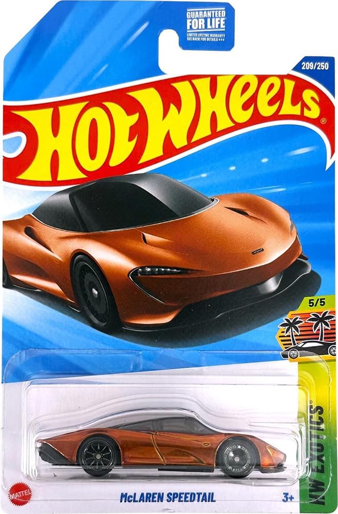 Hot Wheels Die-Cast Super Treasure Hunt McLaren Speedtail, Spectraflame Volcano Orange, 5/5, Collectible Toy Vehicle