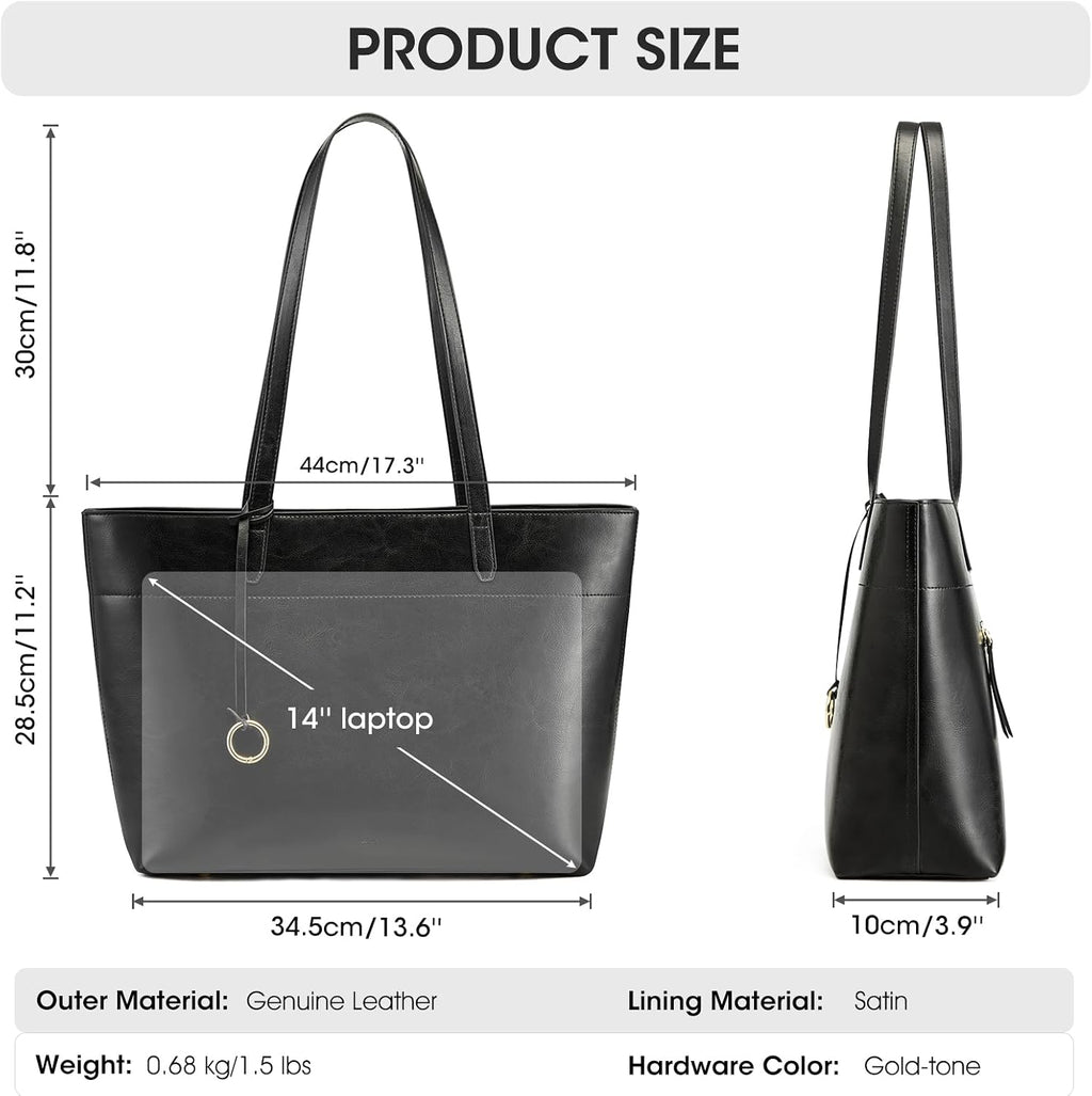 Kattee Vintage Genuine Tote Bag for Women Work Shoulder Purse