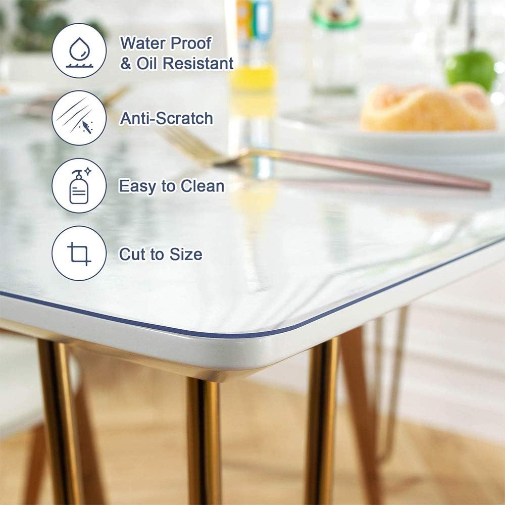 Custom Multisize Frosted PVC Table Cover Protector 1.5mm Thick Rectangular Plastic Table Mat Desk Pad for Office & Computer Desk/Dining Table/Workbench/Coffee Table(Frosted 100 x 180 cm)
