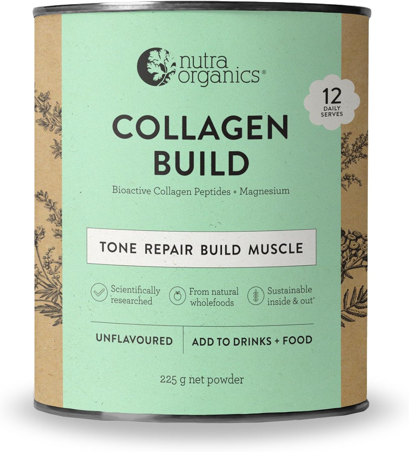Nutra Naturals Collagen Protein Powder (Previously Collagen Build) 450g, Bioactive Collagen Peptides + Magnesium, 17 g Protein Per Serve, Supports Muscle Tone + Recovery