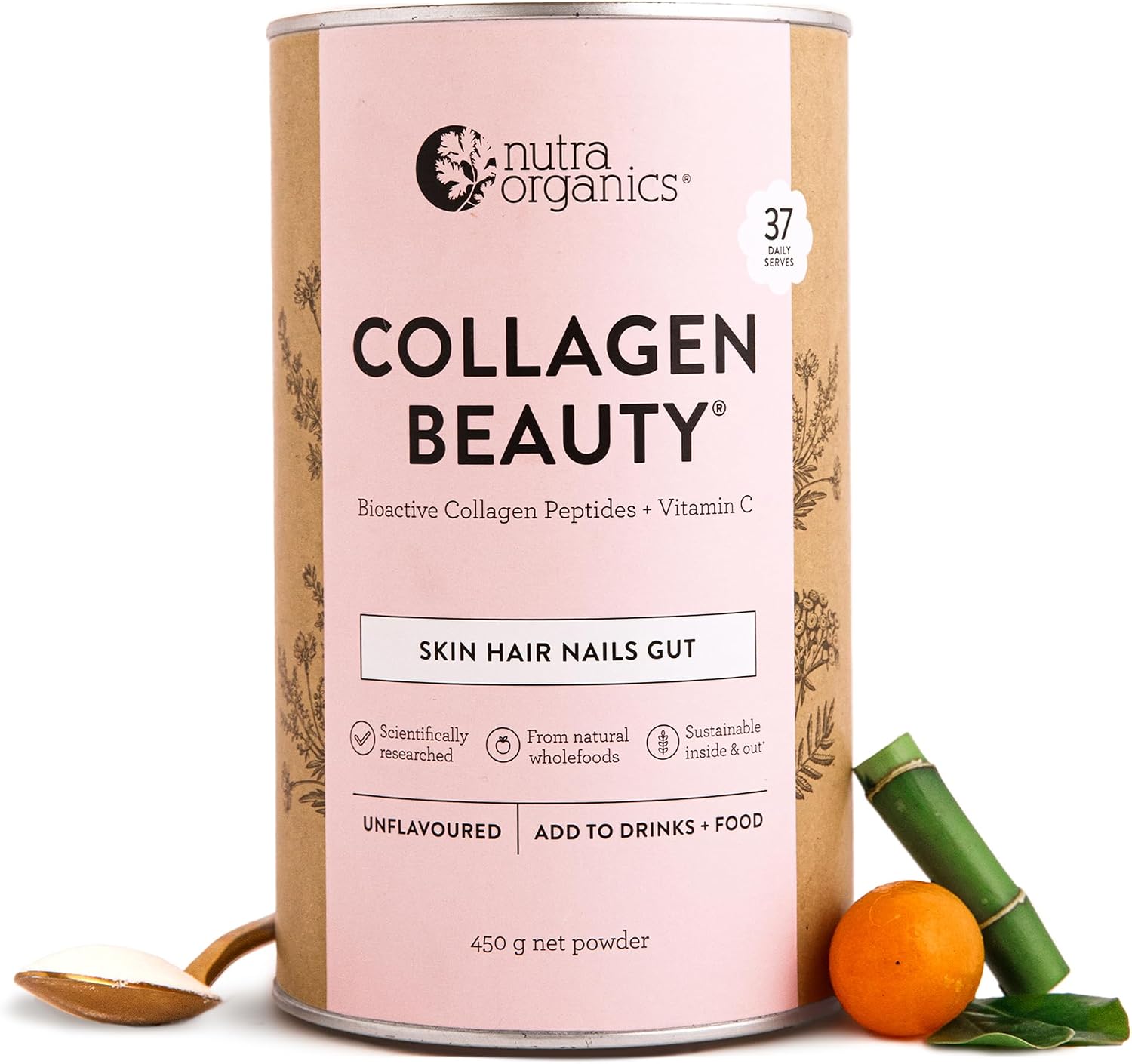 Nutra Naturals Collagen Beauty Powder 672g, VERISOL Bioactive Collagen Peptides + 100% RDI Vitamin C, Supports Skin, Hair, Nails + Gut