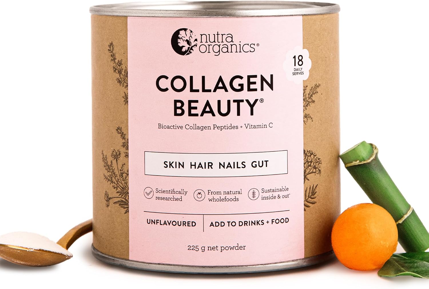 Nutra Naturals Collagen Beauty Powder 672g, VERISOL Bioactive Collagen Peptides + 100% RDI Vitamin C, Supports Skin, Hair, Nails + Gut