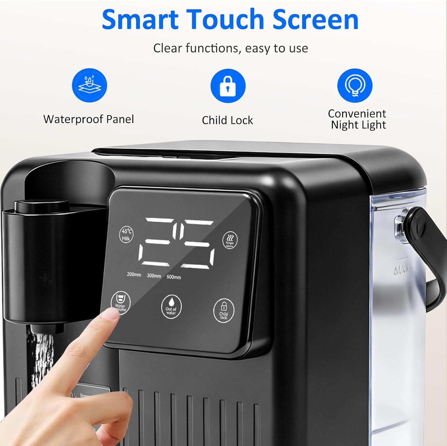Hot Water Dispenser, 3L Countertop Water Boiler & Warmer, with 12 Temperatures & 3 Customized Water Outputs, Child Locks & Night Lights, Quick Heating, for Home, Party, Office, Kitchen, Bar