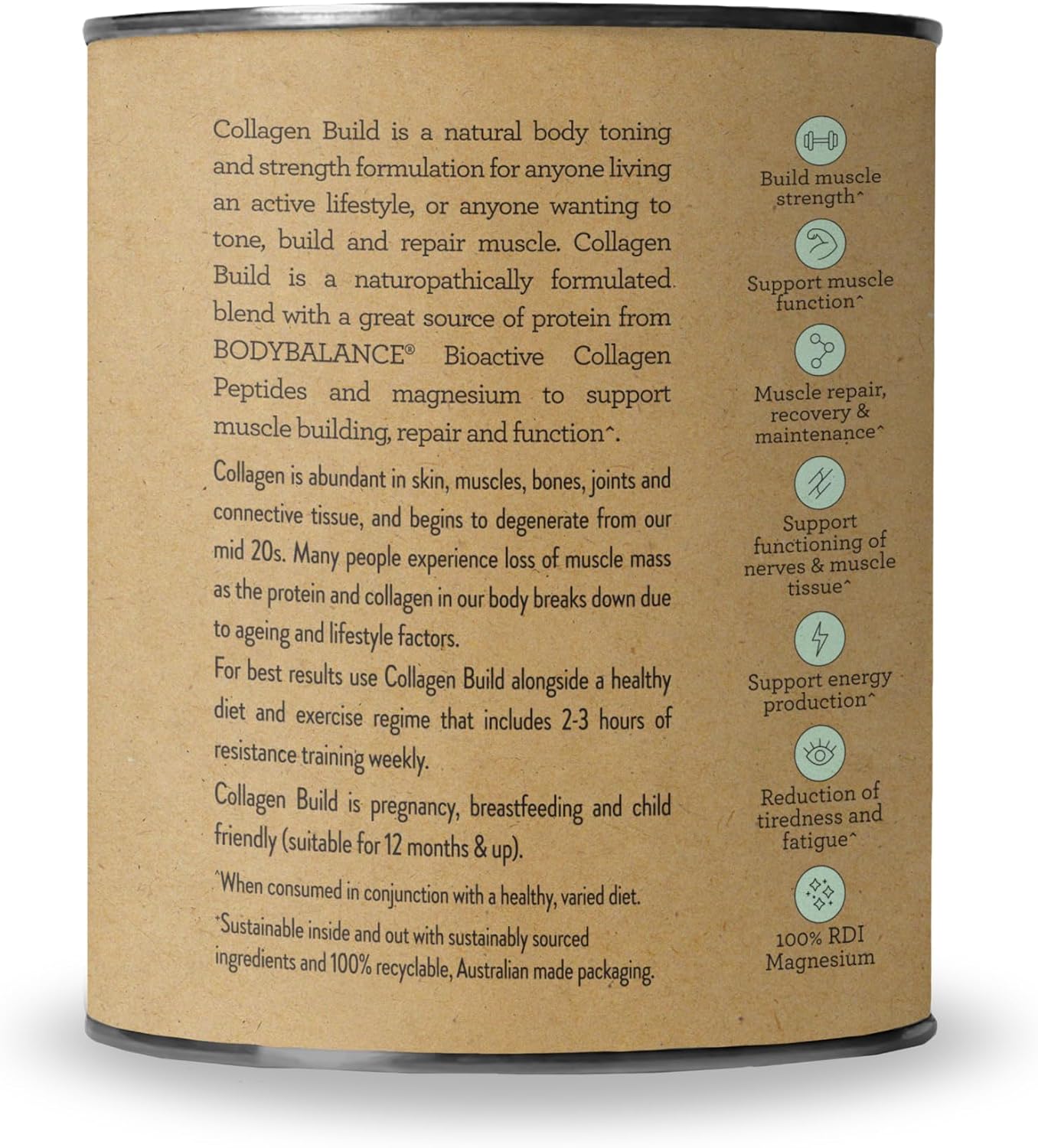 Nutra Naturals Collagen Protein Powder (Previously Collagen Build) 450g, Bioactive Collagen Peptides + Magnesium, 17 g Protein Per Serve, Supports Muscle Tone + Recovery