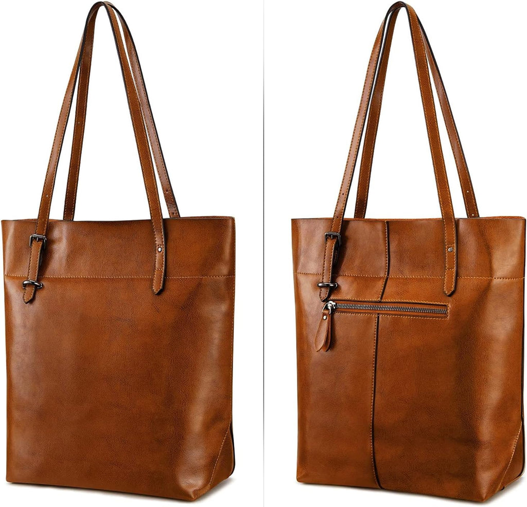 S-ZONE Vintage Genuine Leather Tote Shoulder Bag Handbag Big Large Capacity Upgraded 2.0