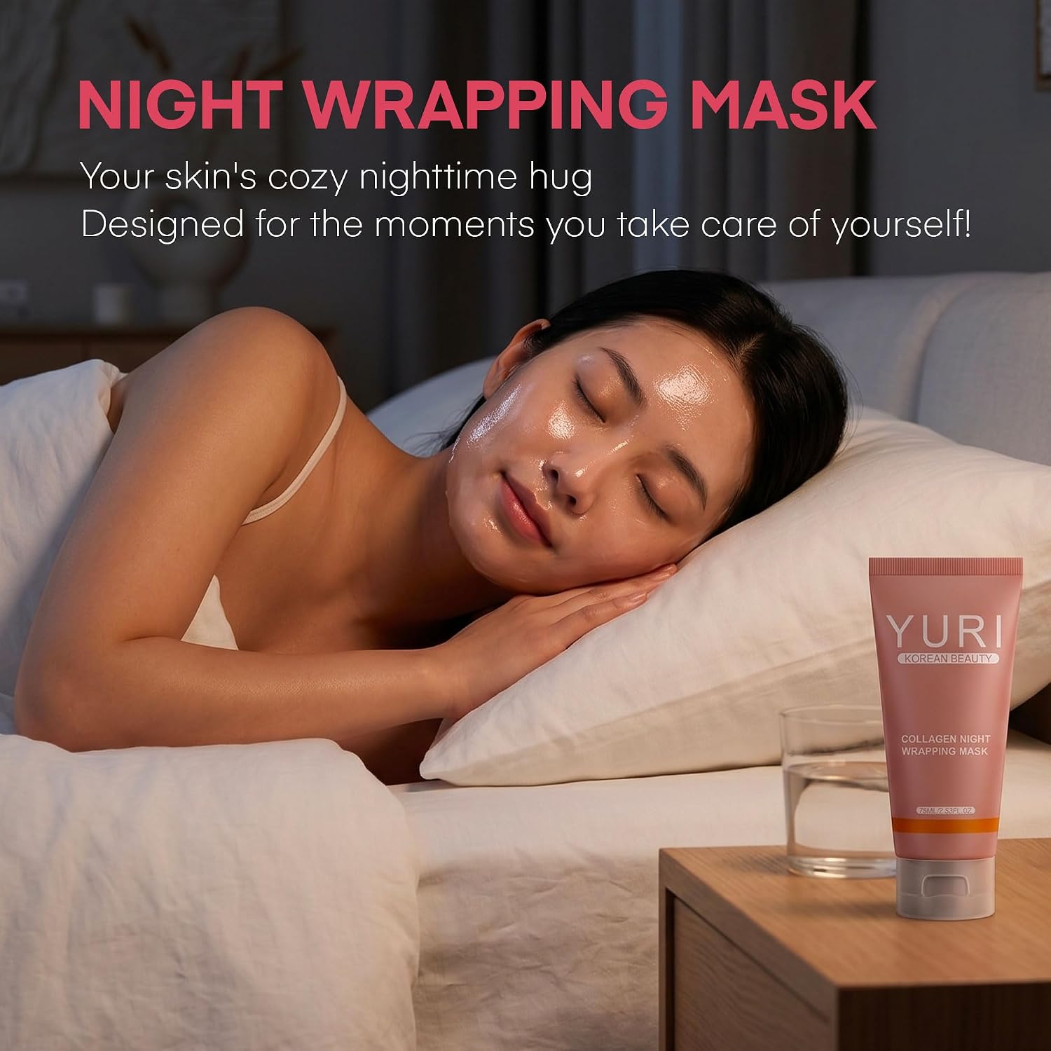 YURI Collagen Night Wrapping Mask: Overnight Collagen Peel Off Mask - Achieve Glass Skin with Elasticity & Hydration - Deep Hydration Overnight - Renews Skin Balance - For All Skin Types(2.53 fl.oz)