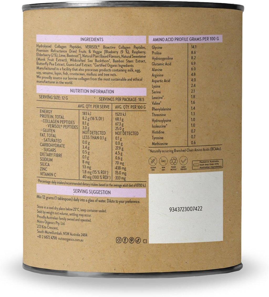 Nutra Naturals Collagen Beauty Powder 672g, VERISOL Bioactive Collagen Peptides + 100% RDI Vitamin C, Supports Skin, Hair, Nails + Gut