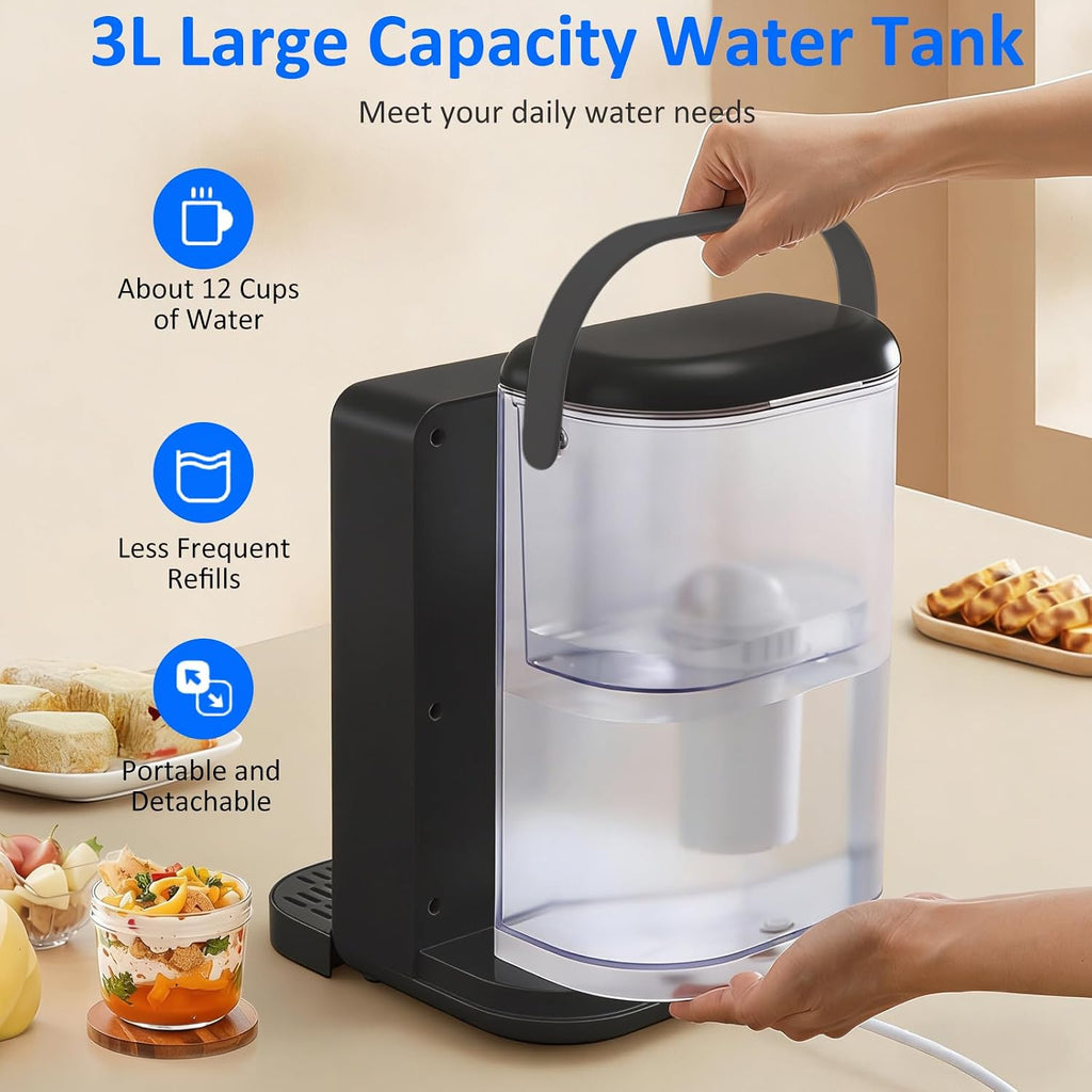 Hot Water Dispenser, 3L Countertop Water Boiler & Warmer, with 12 Temperatures & 3 Customized Water Outputs, Child Locks & Night Lights, Quick Heating, for Home, Party, Office, Kitchen, Bar