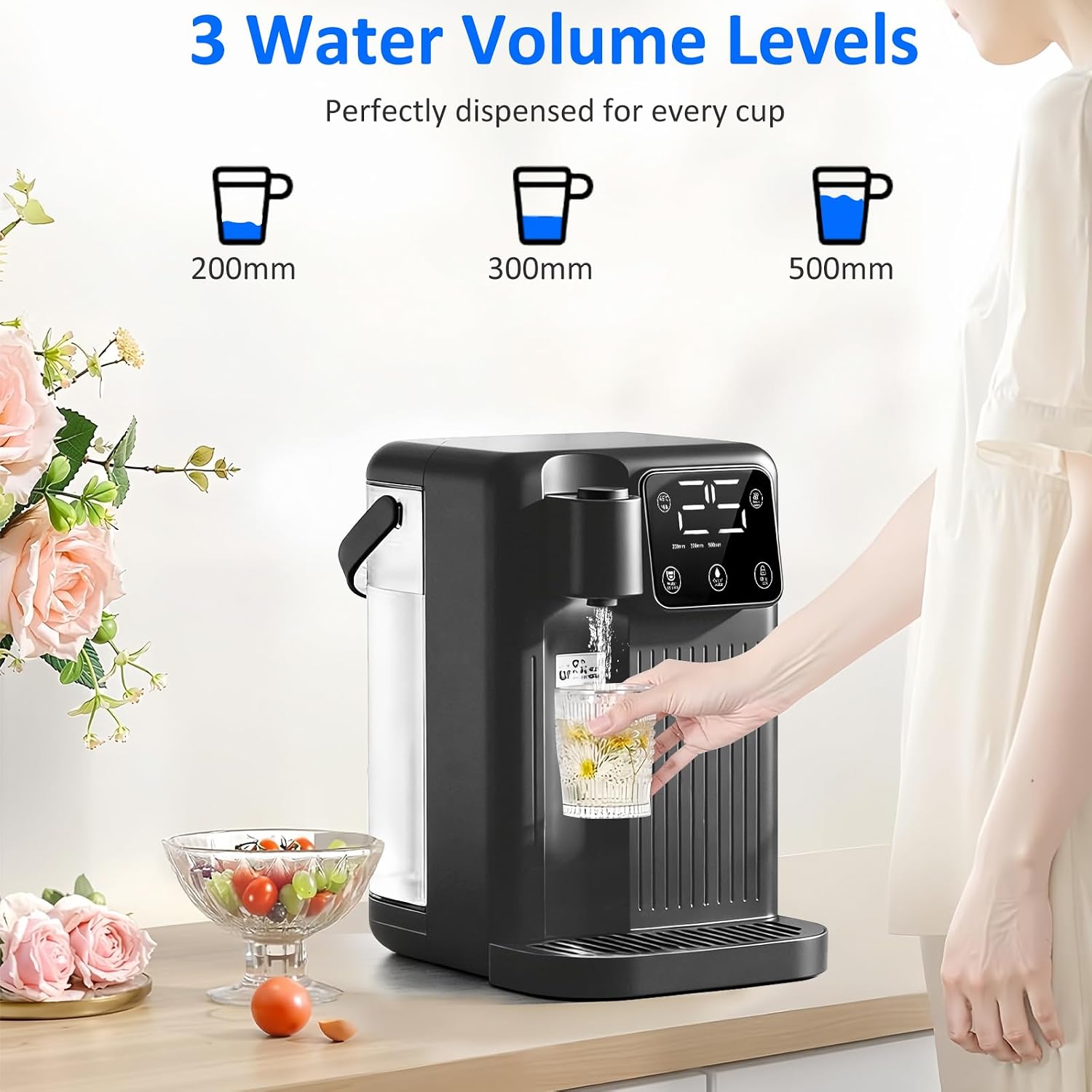 Hot Water Dispenser, 3L Countertop Water Boiler & Warmer, with 12 Temperatures & 3 Customized Water Outputs, Child Locks & Night Lights, Quick Heating, for Home, Party, Office, Kitchen, Bar