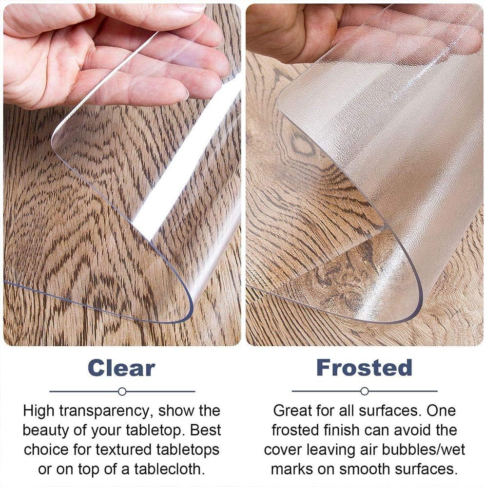 Custom Multisize Frosted PVC Table Cover Protector 1.5mm Thick Rectangular Plastic Table Mat Desk Pad for Office & Computer Desk/Dining Table/Workbench/Coffee Table(Frosted 100 x 180 cm)
