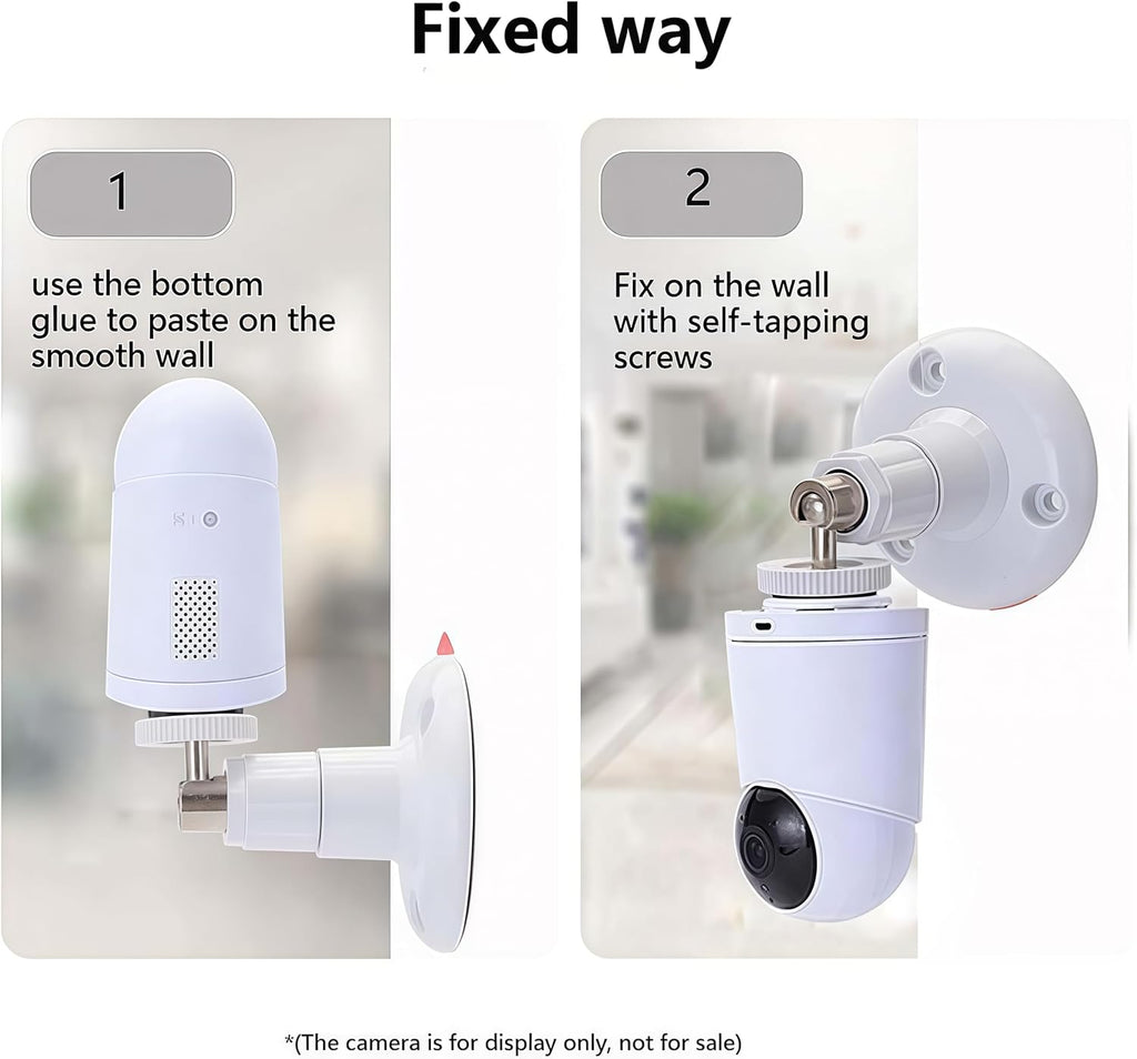 2Pack Adhesive Ring Camera Wall Mount, Mounting Bracket Stick up Mount 360 Degree Adjustable Screwless for Ring Surveillance Camera, 2 Ways Installation Without Drilling (White)