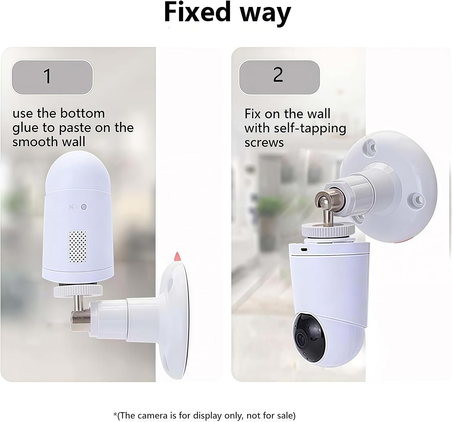 2Pack Adhesive Ring Camera Wall Mount, Mounting Bracket Stick up Mount 360 Degree Adjustable Screwless for Ring Surveillance Camera, 2 Ways Installation Without Drilling (White)