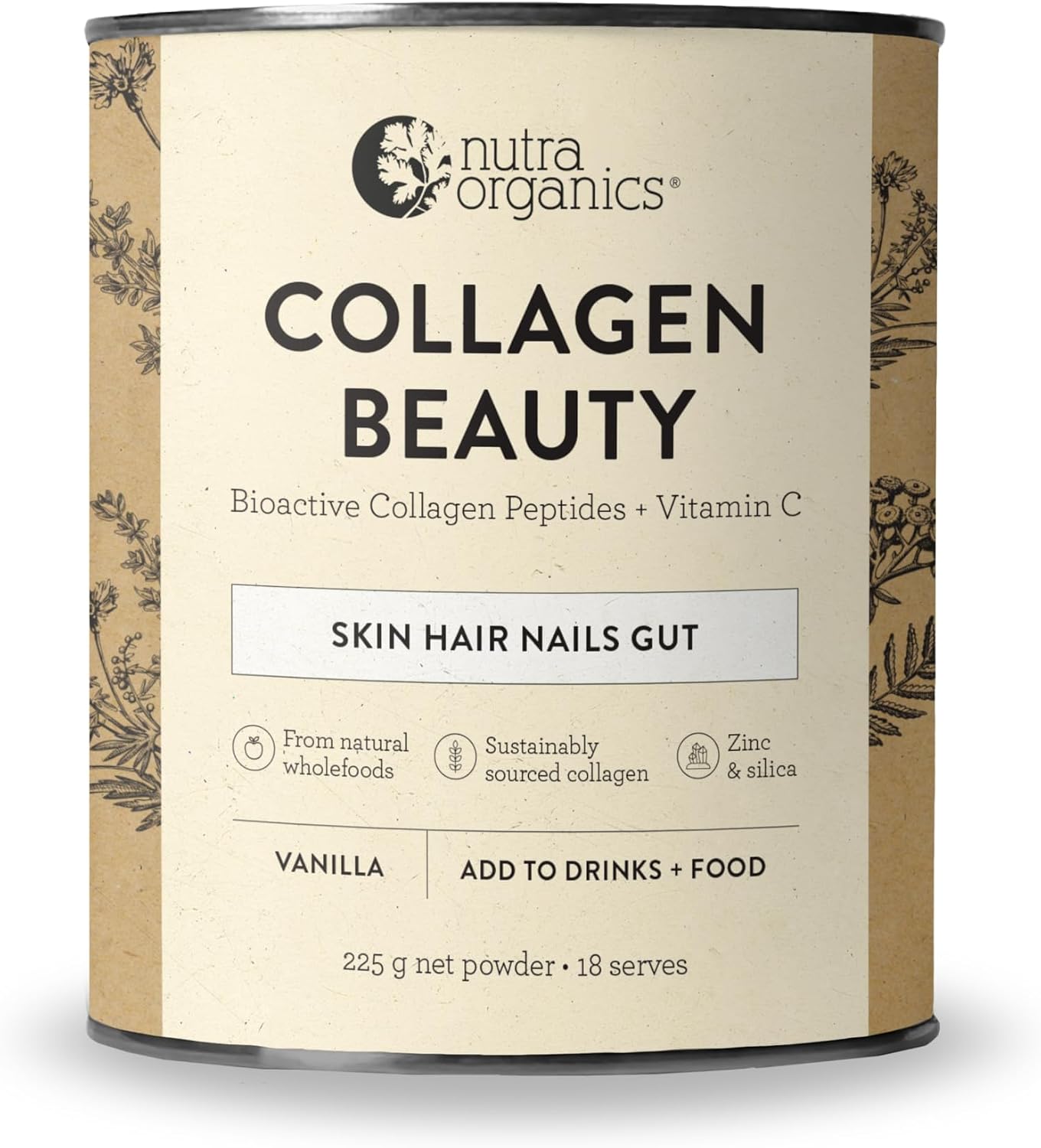 Nutra Naturals Collagen Beauty Powder 672g, VERISOL Bioactive Collagen Peptides + 100% RDI Vitamin C, Supports Skin, Hair, Nails + Gut