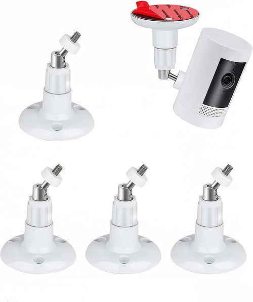 2Pack Adhesive Ring Camera Wall Mount, Mounting Bracket Stick up Mount 360 Degree Adjustable Screwless for Ring Surveillance Camera, 2 Ways Installation Without Drilling (White)