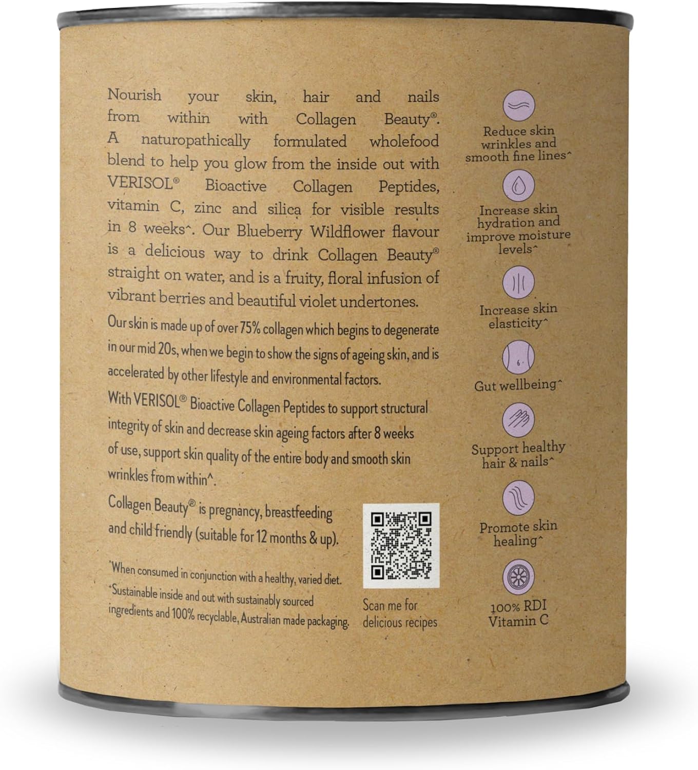 Nutra Naturals Collagen Beauty Powder 672g, VERISOL Bioactive Collagen Peptides + 100% RDI Vitamin C, Supports Skin, Hair, Nails + Gut