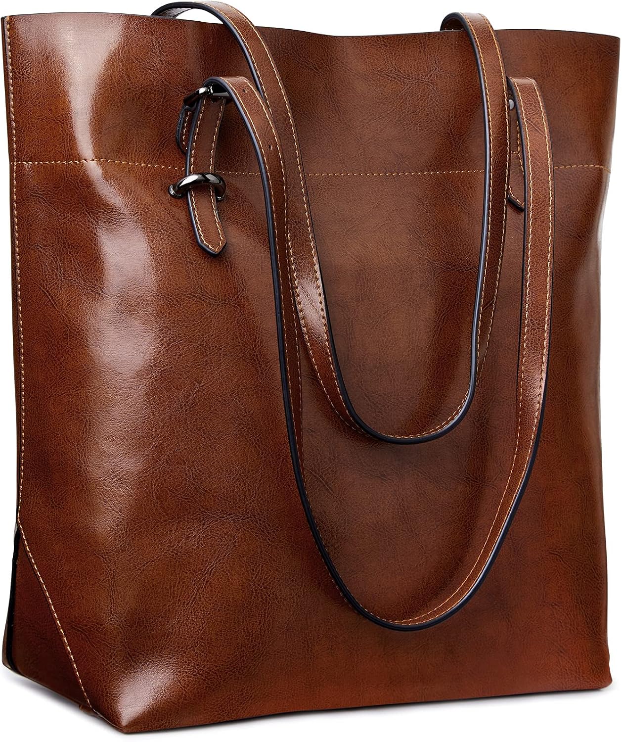 S-ZONE Vintage Genuine Leather Tote Shoulder Bag Handbag Big Large Capacity Upgraded 2.0
