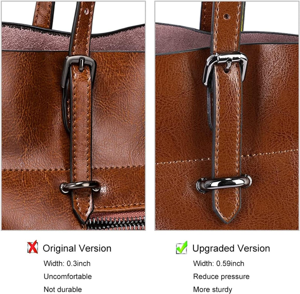 S-ZONE Vintage Genuine Leather Tote Shoulder Bag Handbag Big Large Capacity Upgraded 2.0