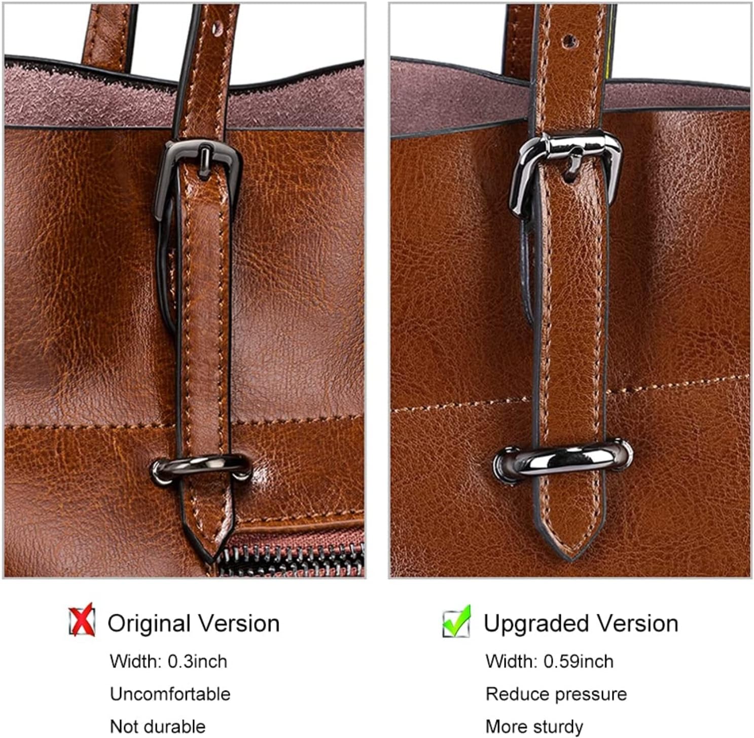 S-ZONE Vintage Genuine Leather Tote Shoulder Bag Handbag Big Large Capacity Upgraded 2.0