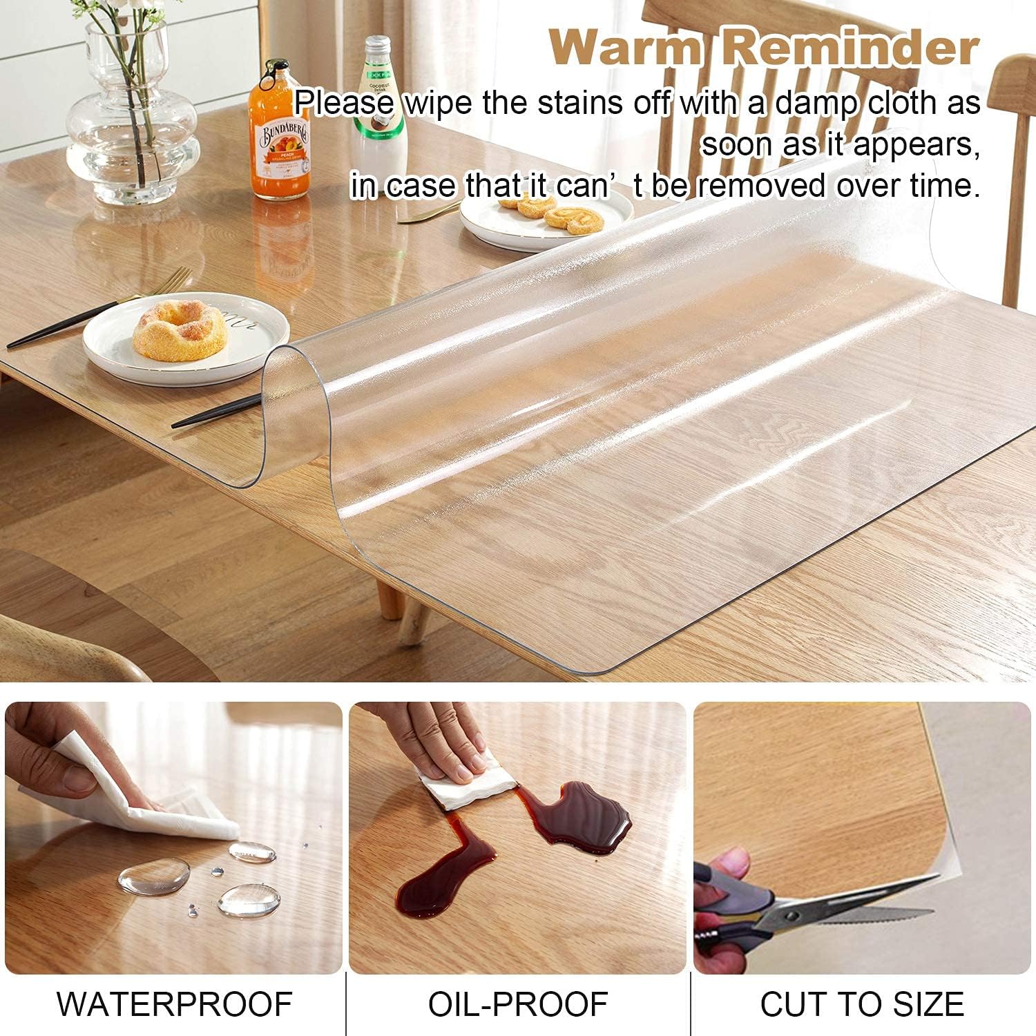 Custom Multisize Frosted PVC Table Cover Protector 1.5mm Thick Rectangular Plastic Table Mat Desk Pad for Office & Computer Desk/Dining Table/Workbench/Coffee Table(Frosted 100 x 180 cm)