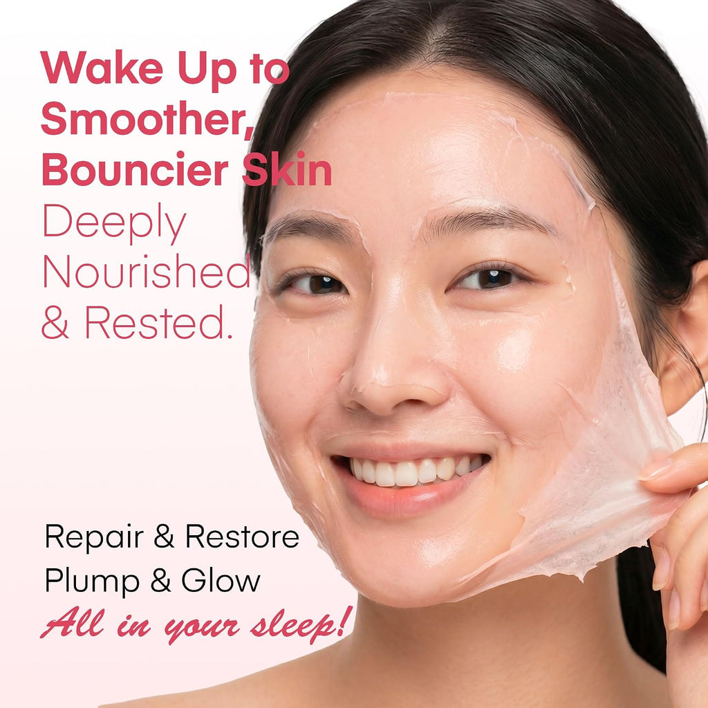 YURI Collagen Night Wrapping Mask: Overnight Collagen Peel Off Mask - Achieve Glass Skin with Elasticity & Hydration - Deep Hydration Overnight - Renews Skin Balance - For All Skin Types(2.53 fl.oz)