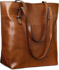 S-ZONE Vintage Genuine Leather Tote Shoulder Bag Handbag Big Large Capacity Upgraded 2.0